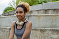 Sporty young woman with headphones