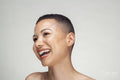 Studio portrait of smiling woman