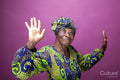 Studio shot of senior woman dancing