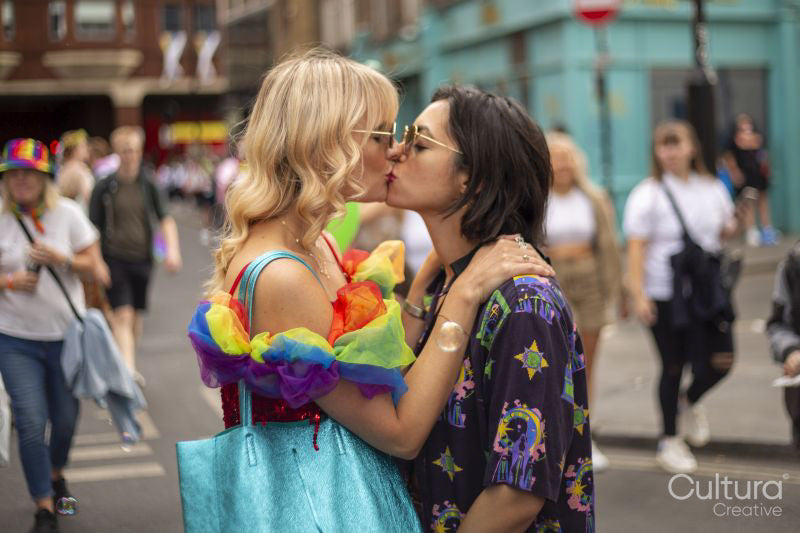 Two women kissing at London Pride
