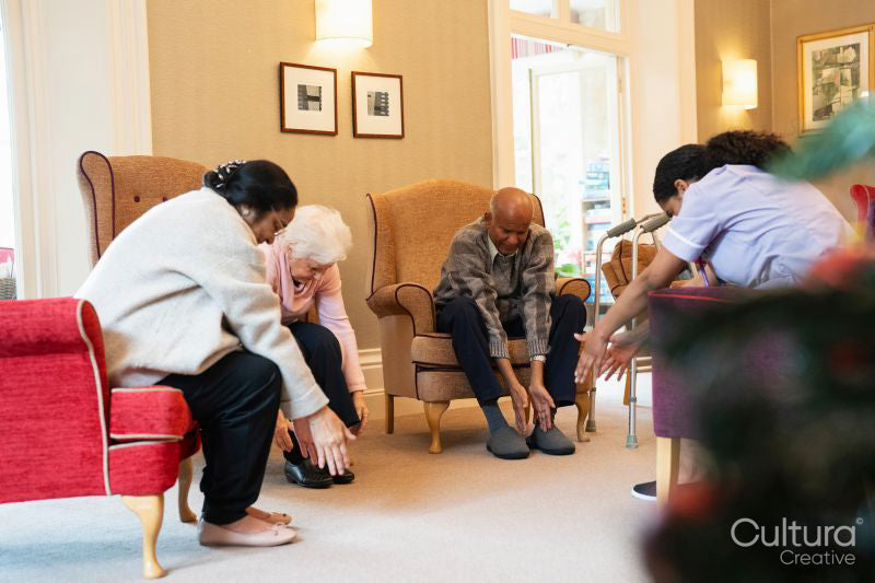 Senior people exercising at nursing home