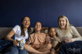Mothers and sons watching TV