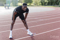 Athlete training at sports track
