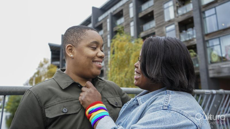 Two women being affectionate