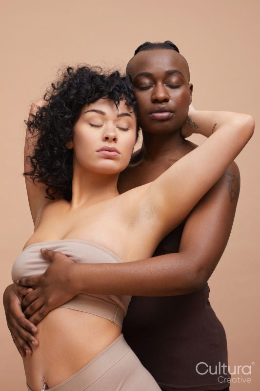 Studio portrait of happy couple