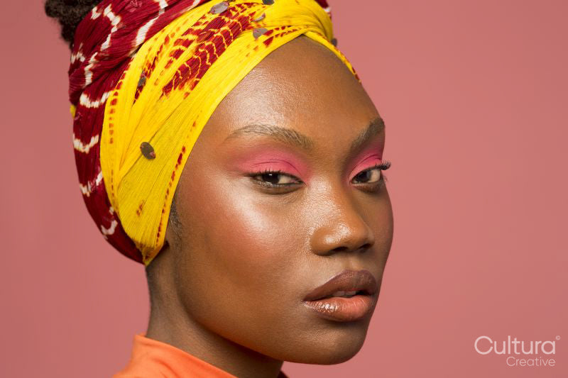 Close-up of stylish young woman wearing a headscarf