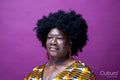 Studio shot of mature woman with big hair
