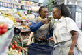 Young women grocery shopping together