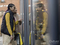 Two young women window shopping