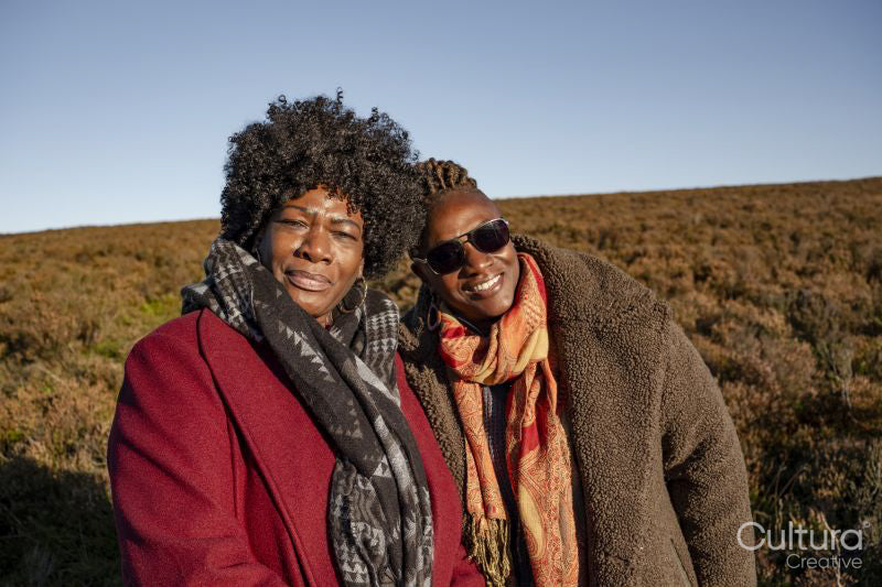 Portrait of two senior women in moorland