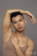 Studio portrait of pensive person