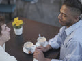 South Yorkshire, couple enjoying coffee at cafe table