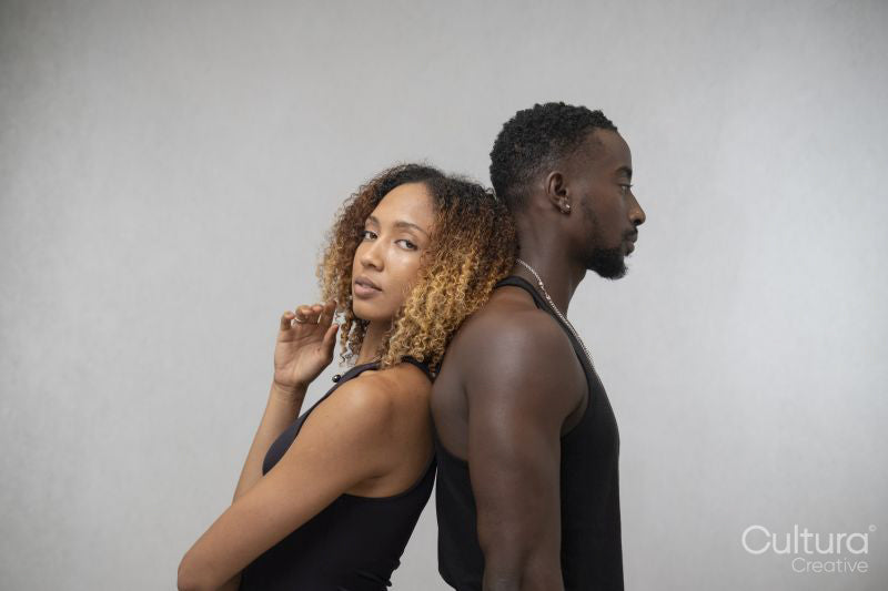 Woman leaning on mans back