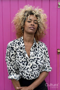 Portrait of woman with curly hair