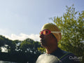 Woman in swimming cap and goggles