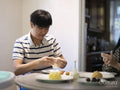 Man and woman baking at home