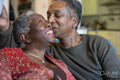 Senior couple being affectionate at home