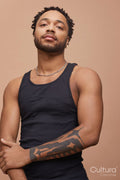 Studio portrait of happy handsome man