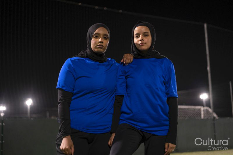 Portrait of female soccer players