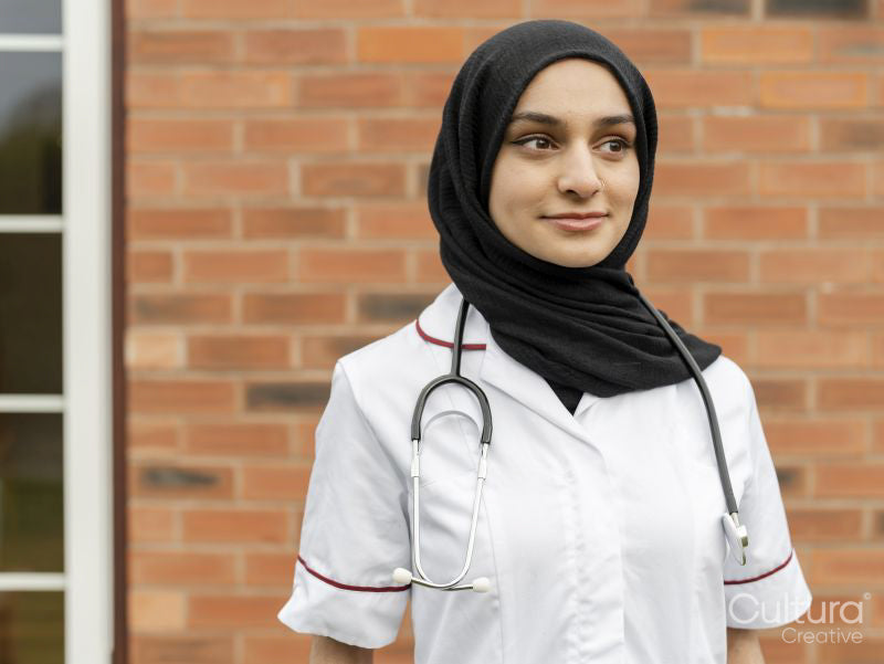 Portrait of female doctor wearing hijab