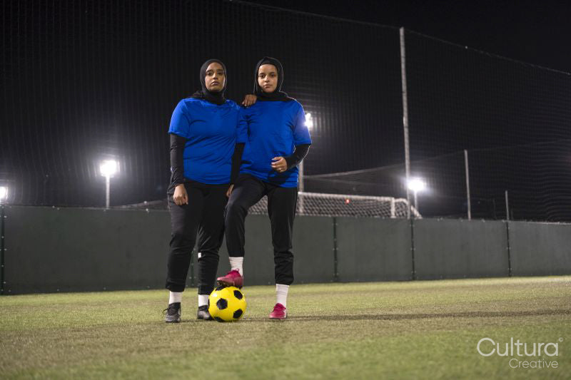 Portrait of female soccer players