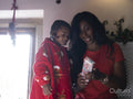 Mother and son opening Christmas present