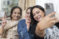 Family gathering for a selfie portrait