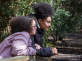 Two girls on footbridge