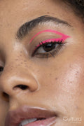 Close up of woman with pink makeup