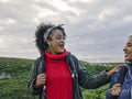 Women hiking in countryside