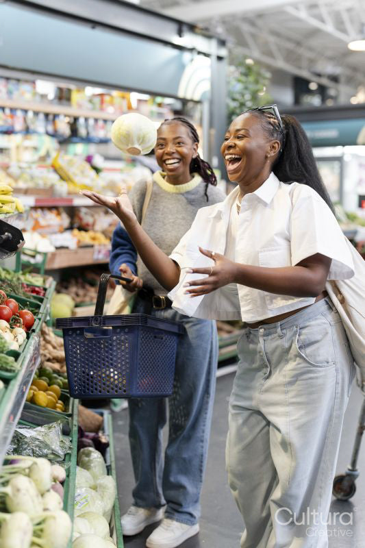 Young women grocery shopping together
