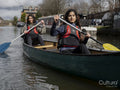 Women canoeing in canal