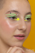 Close-up of girl with neon colored make-up