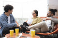Creative professionals having meeting on office terrace