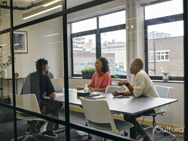 Colleagues talking at business meeting