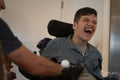 Teenage boy laughing