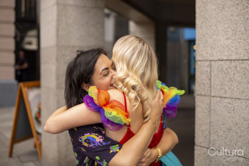 Two women embracing