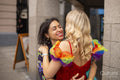 Two women embracing