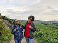 Women hiking in countryside