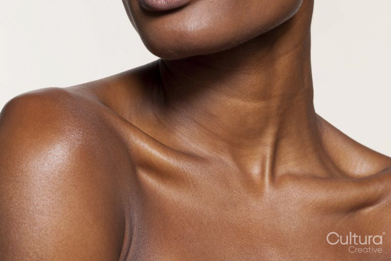 Studio close up of neck of beautiful woman