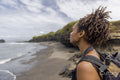Indonesia, Bali, Female tourist looking at sea view
