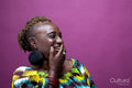 Studio shot of smiling woman