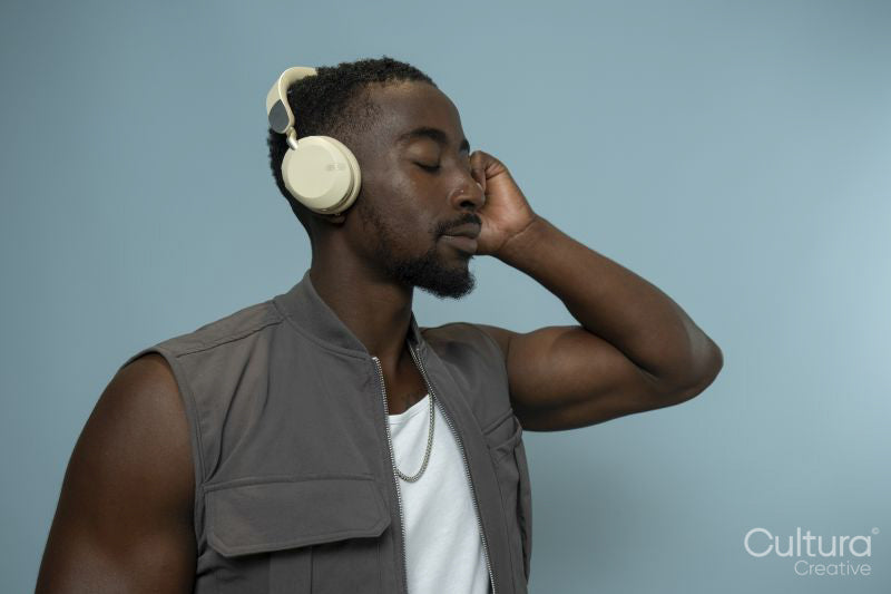 Man with closed eyes, listening to music
