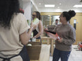 Volunteers working in community food center
