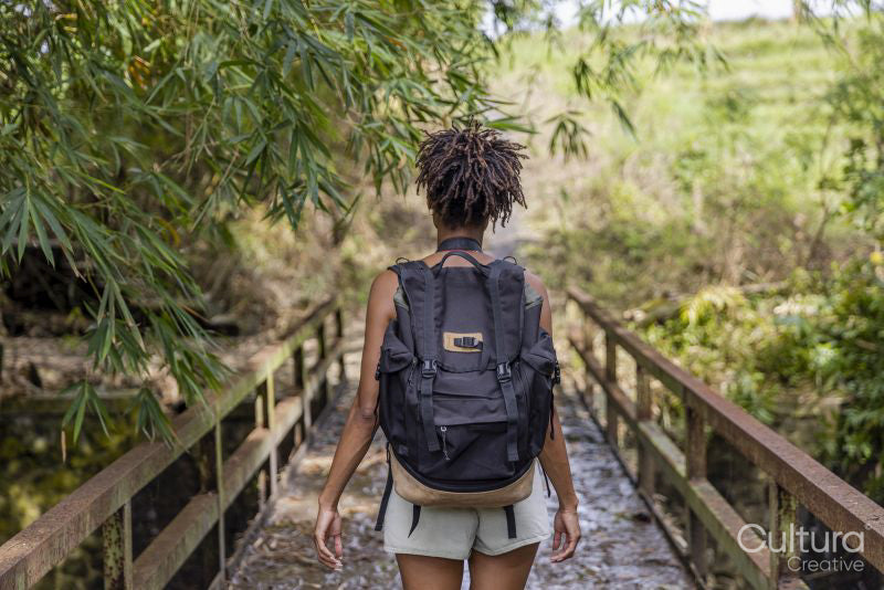 Indonesia, Bali, Female tourist walking on footbridge