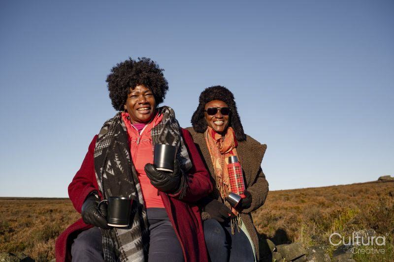 Portrait of two senior women in moorland