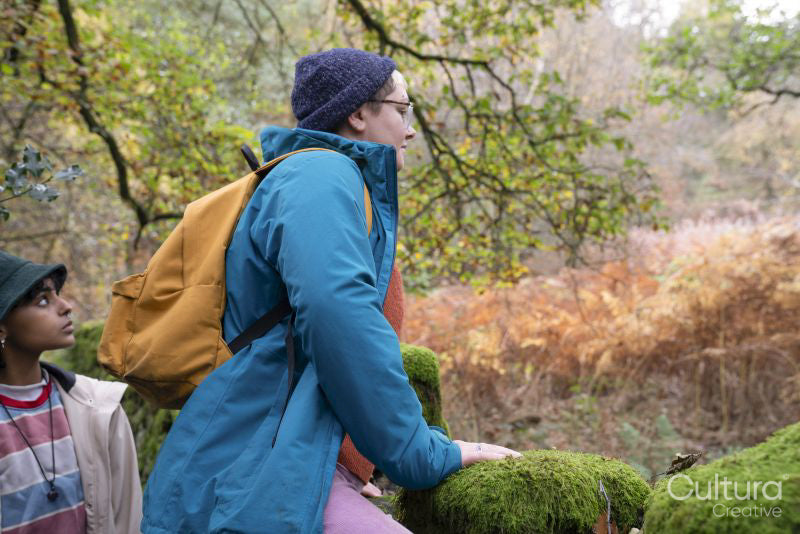 Female friends hiking in forest