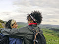 Female couple hiking in countryside