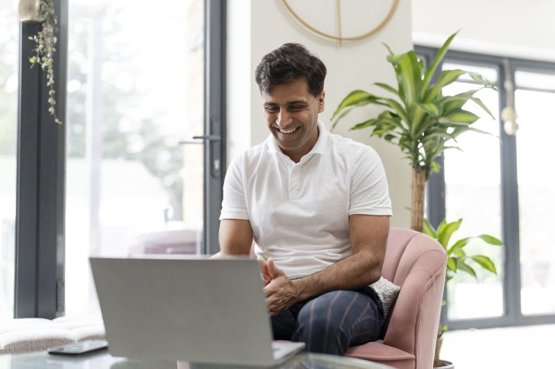 Man during video call at home