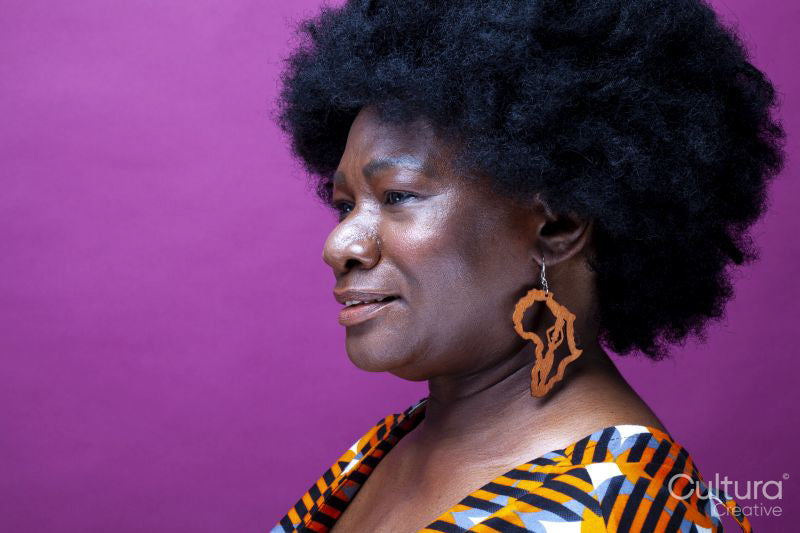 Studio shot of mature woman with big hair